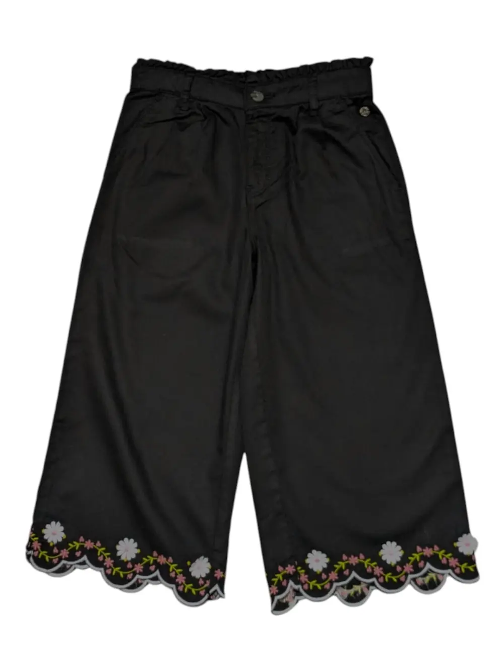 Gini And Jony Girls Black Embroidery Cotton Culottes Elasticated