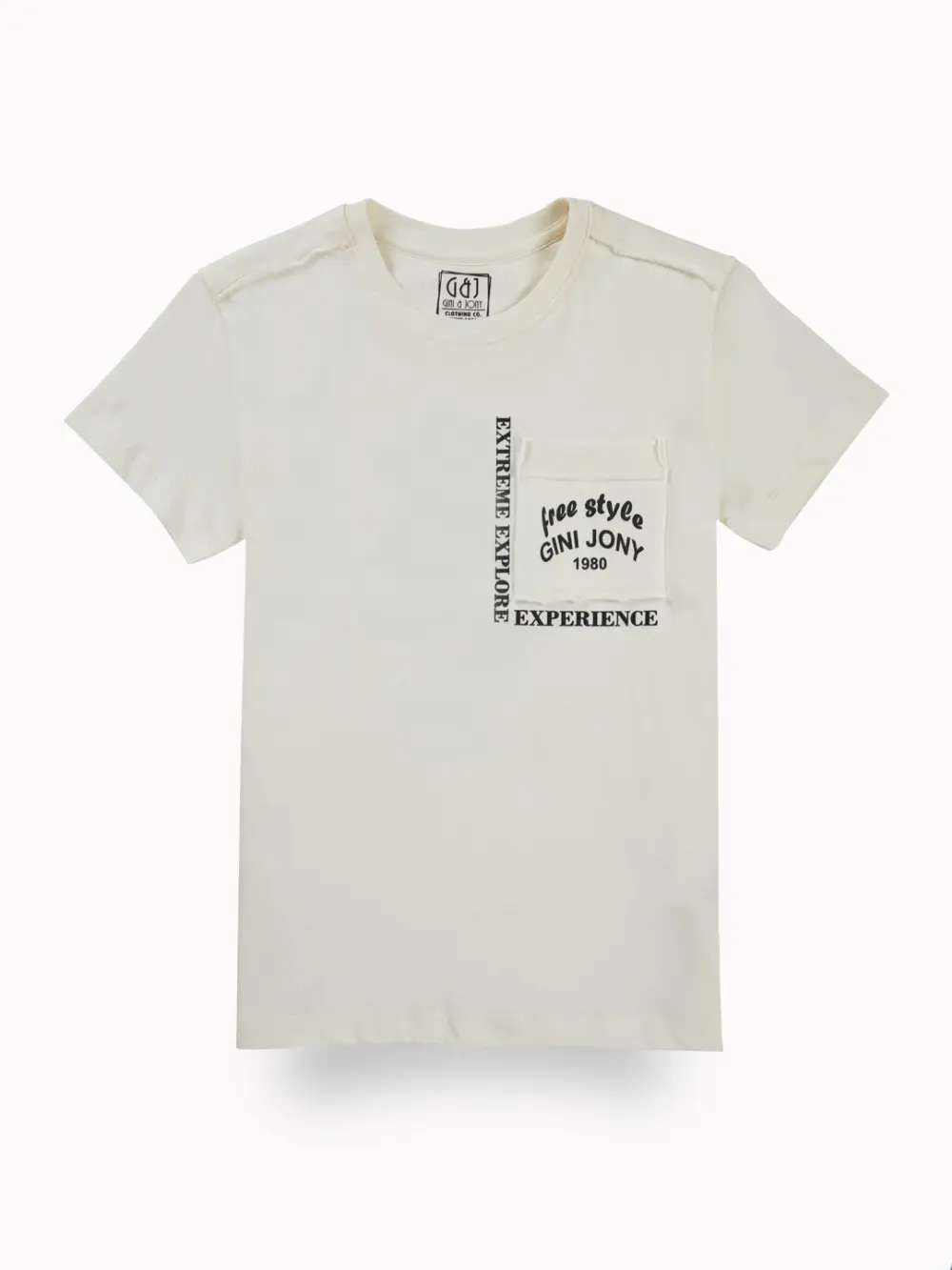 Gini And Jony Boys Off White Graphic Print Cotton T-Shirt Half Sleeves