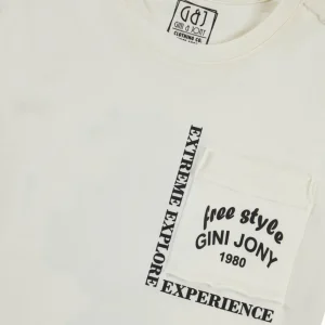 Gini And Jony Boys Off White Graphic Print Cotton T-Shirt Half Sleeves