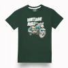 Gini And Jony Boys Dark Green Graphic Print Cotton T-Shirt Half Sleeves