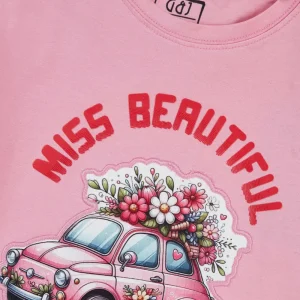 Gini And Jony Girls Pink Graphic Print Cotton Knits Top Half Sleeves 9-10 Years