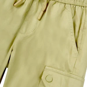 Gini And Jony Boys Beige Solid Cotton Bermuda Elasticated