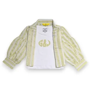 Gini And Jony Girls Yellow Typographic Print Cotton Woven Top Cap Sleeves 13-14 Years