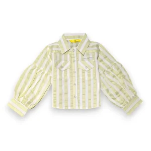 Gini And Jony Girls Yellow Typographic Print Cotton Woven Top Cap Sleeves 13-14 Years