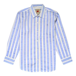 Gini And Jony Boys Blue Stripes Cotton Shirt Full Sleeves