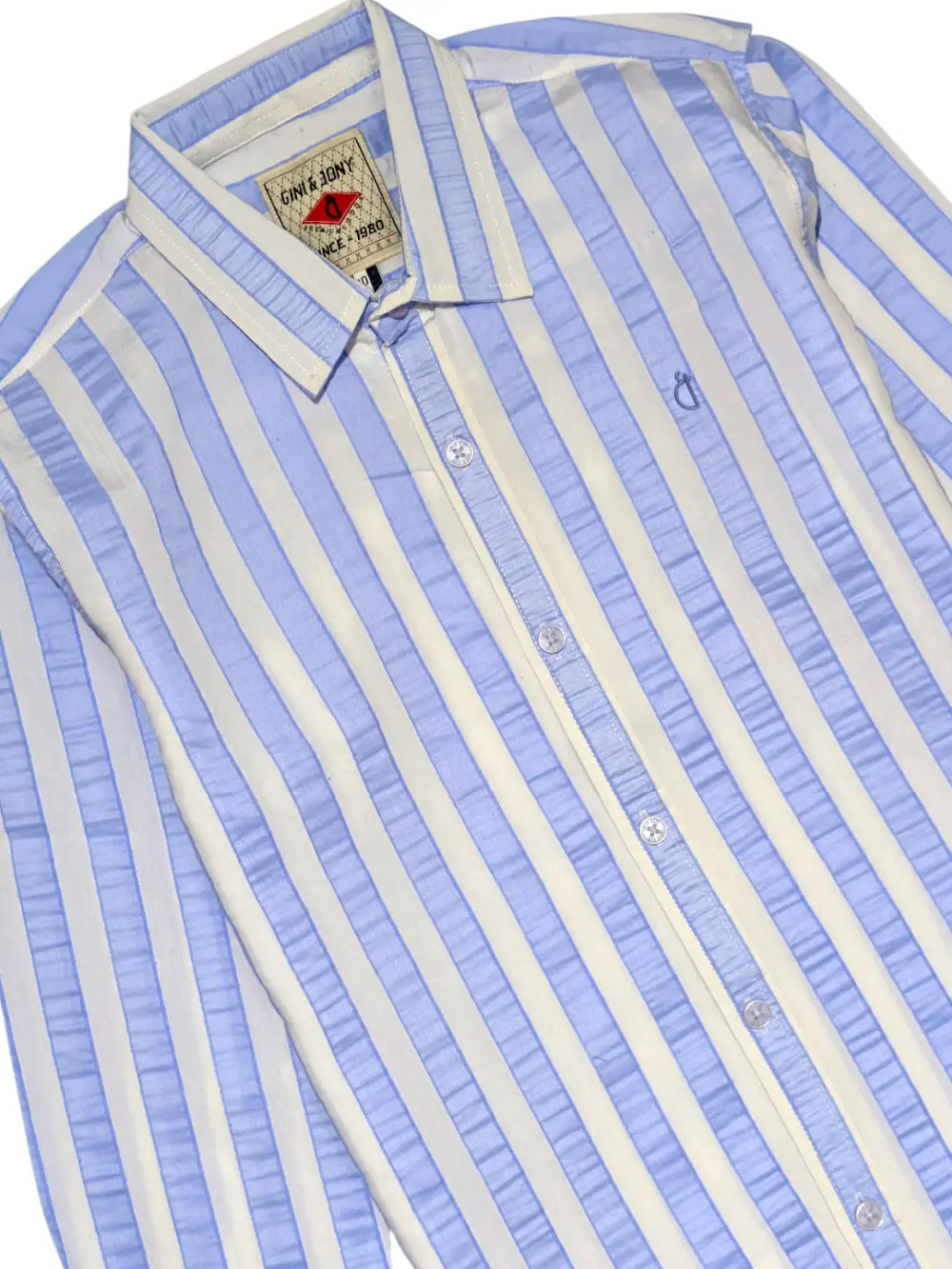 Gini And Jony Boys Blue Stripes Cotton Shirt Full Sleeves
