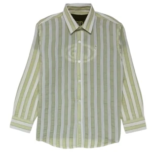 Gini And Jony Boys Green Stripes Cotton Shirt Full Sleeves