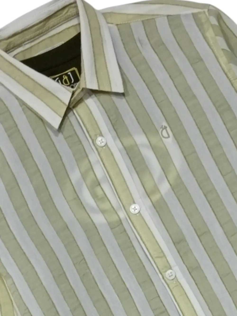 Gini And Jony Boys Green Stripes Cotton Shirt Full Sleeves