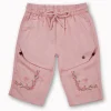 Gini And Jony Girls Light Pink Embroidery Cotton Pedal Pusher Elasticated