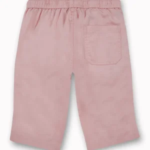 Gini And Jony Girls Light Pink Embroidery Cotton Pedal Pusher Elasticated