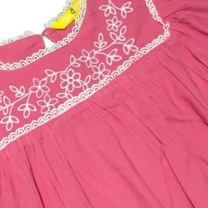 Gini And Jony Girls Pink Floral Print Cotton Woven Top Cap Sleeves 9-10 Years