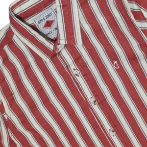 Gini And Jony Boys Red Stripes Cotton Shirt Full Sleeves