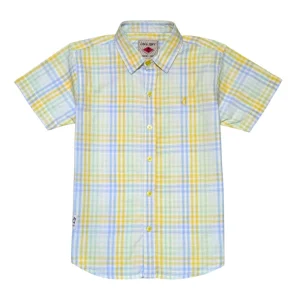 Gini And Jony Boys Yellow Checks Cotton Shirt Half Sleeves