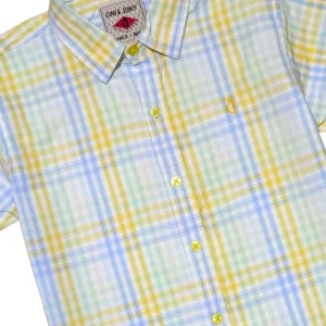 Gini And Jony Boys Yellow Checks Cotton Shirt Half Sleeves