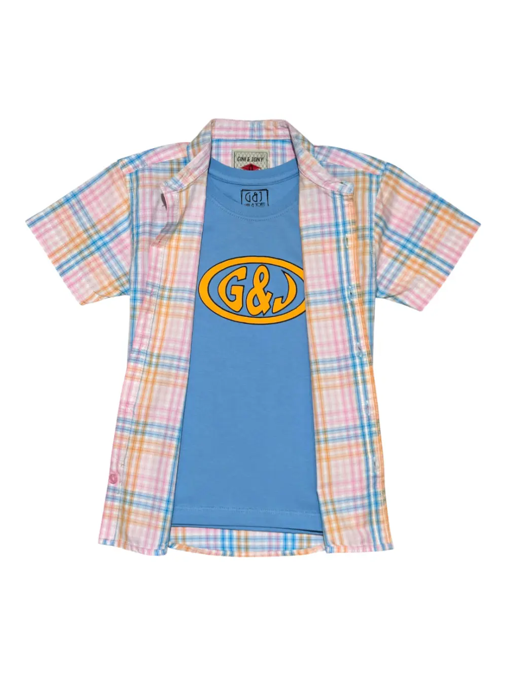 Gini And Jony Boys Pink Checks Cotton Shirt Half Sleeves