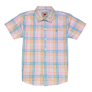 Gini And Jony Boys Pink Checks Cotton Shirt Half Sleeves