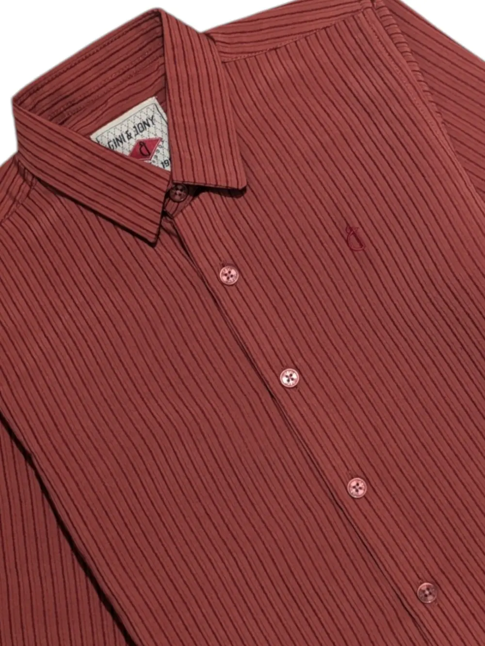 Gini And Jony Boys Red Stripes Cotton Shirt Full Sleeves