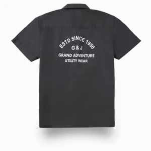 Gini And Jony Boys Dark Grey Typographic Print Cotton Shirt Half Sleeves
