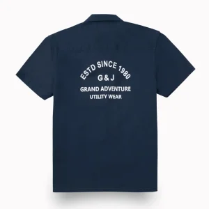 Gini And Jony Boys Navy Blue Typographic Print Cotton Shirt Half Sleeves