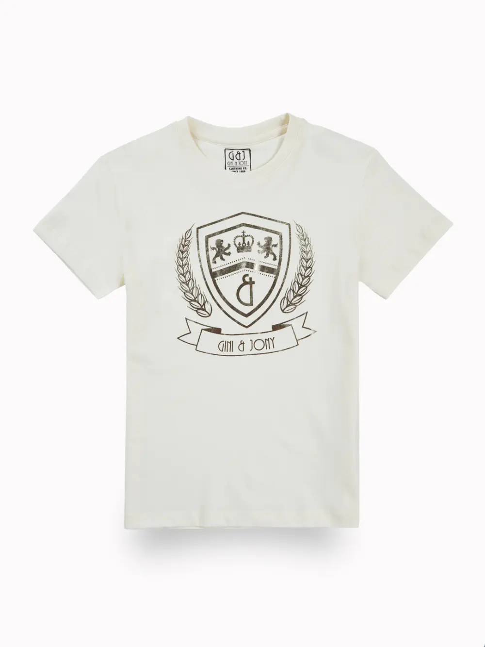 Gini And Jony Boys Off White Metallic Print Cotton T-Shirt Half Sleeves