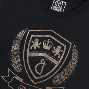 Gini And Jony Boys Black Metallic Print Cotton T-Shirt Half Sleeves
