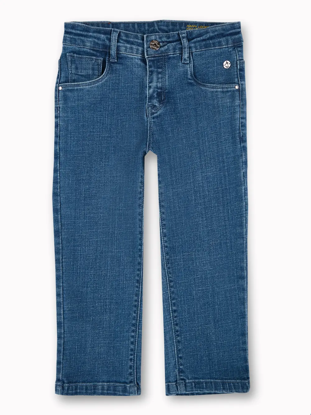 Gini And Jony Girls Blue Solid Denim Capri Fixed Waist