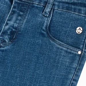 Gini And Jony Girls Blue Solid Denim Capri Fixed Waist