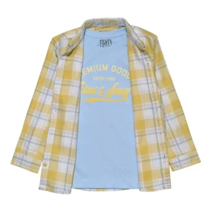 Gini And Jony Boys Yellow Checks Cotton Shirt Full Sleeves