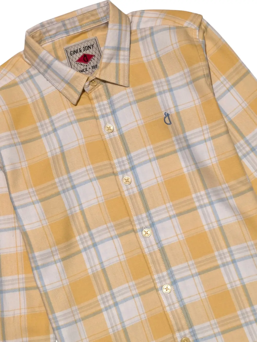 Gini And Jony Boys Yellow Checks Cotton Shirt Full Sleeves