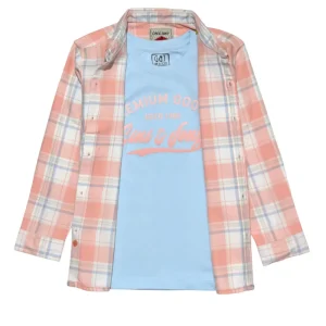 Gini And Jony Boys Pink Checks Cotton Shirt Full Sleeves