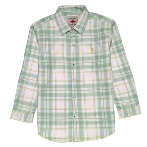 Gini And Jony Boys Green Checks Cotton Shirt Full Sleeves