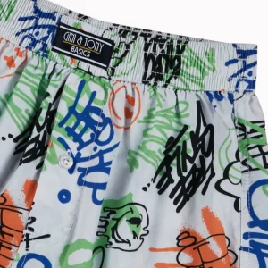 Gini And Jony Boys White Graffiti Print Cotton Boxer Shorts Elasticated