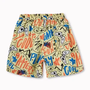 Gini And Jony Boys Yellow Graffiti Print Cotton Boxer Shorts Elasticated