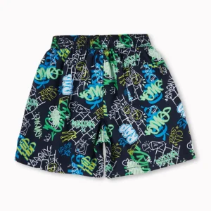 Gini And Jony Boys Blue Graffiti Print Cotton Boxer Shorts Elasticated