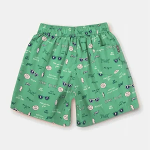 Gini And Jony Boys Green Conversational Print Cotton Boxer Shorts Elasticated