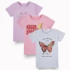 Gini And Jony Girls Multi Color Graphic Print Cotton Knits Top Pack Of 3 Half Sleeves 9-10 Years