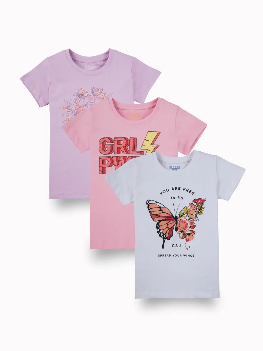 Gini And Jony Girls Multi Color Graphic Print Cotton Knits Top Pack Of 3 Half Sleeves 9-10 Years