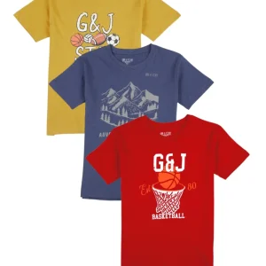 Gini And Jony Boys Multicolor Graphic Print Cotton T-Shirt Pack Of-3 Half Sleeves