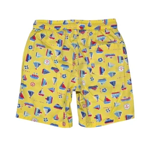 Gini And Jony Boys Yellow Conversational Print Cotton Bermuda Elasticated