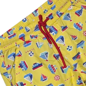 Gini And Jony Boys Yellow Conversational Print Cotton Bermuda Elasticated