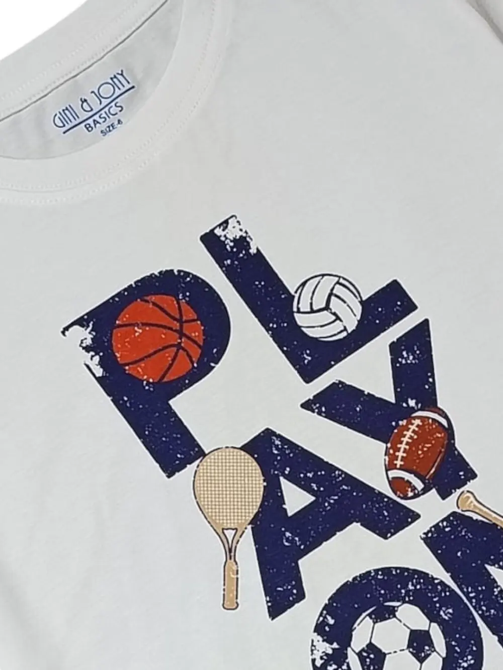 Gini And Jony Boys White Graphic Print Cotton T-Shirt Half Sleeves
