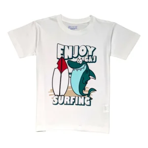 Gini And Jony Boys White Graphic Print Cotton T-Shirt Half Sleeves