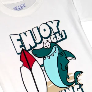 Gini And Jony Boys White Graphic Print Cotton T-Shirt Half Sleeves