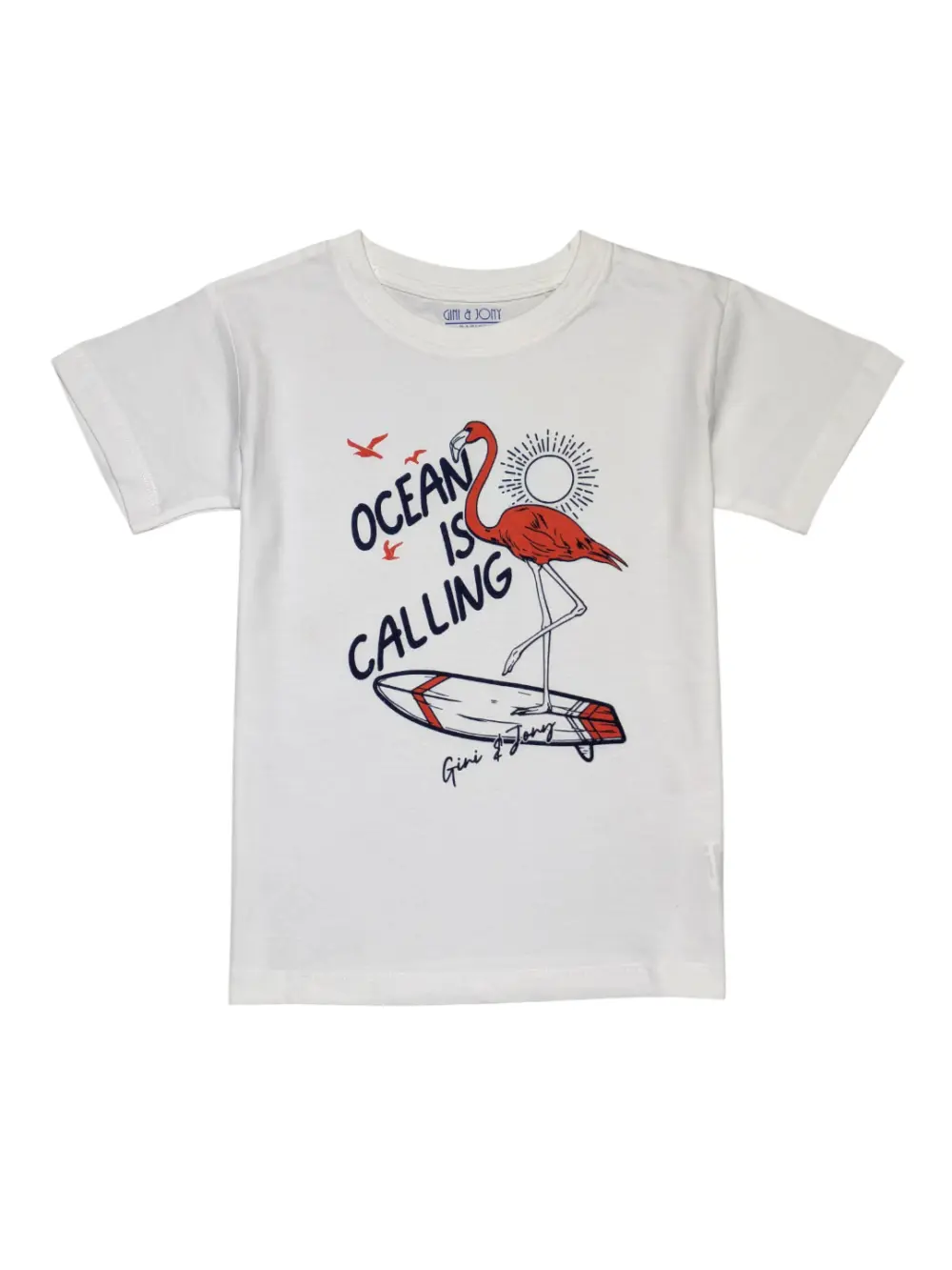 Gini And Jony Boys White Graphic Print Cotton T-Shirt Half Sleeves