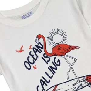 Gini And Jony Boys White Graphic Print Cotton T-Shirt Half Sleeves