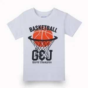 Gini And Jony Boys White Graphic Print Cotton T-Shirt Half Sleeves