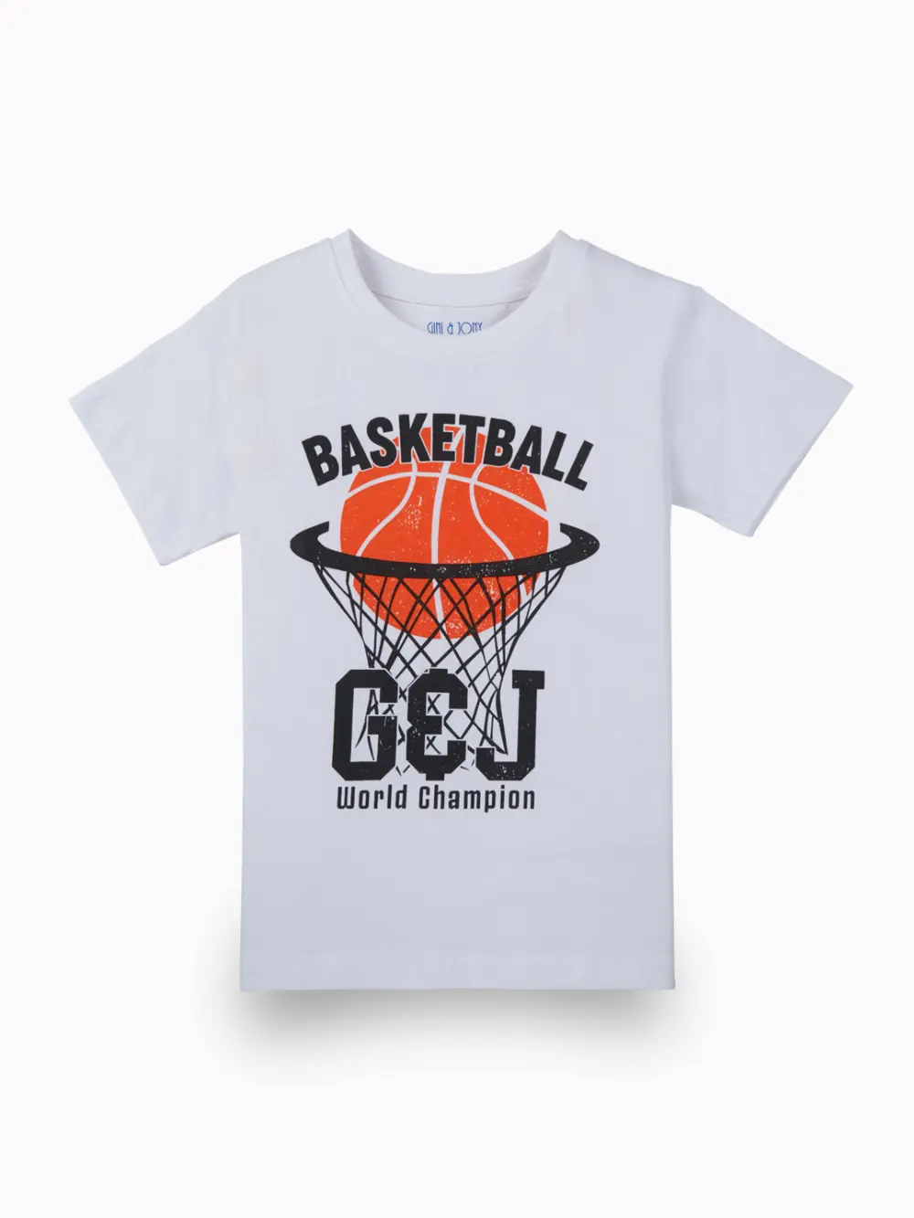 Gini And Jony Boys White Graphic Print Cotton T-Shirt Half Sleeves