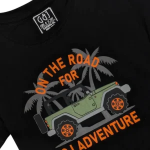 Gini And Jony Boys Black Graphic Print Cotton T-Shirt Half Sleeves
