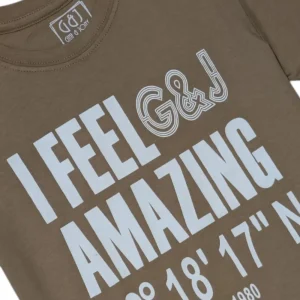 Gini And Jony Boys Brown Typographic Print Cotton T-Shirt Half Sleeves