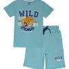 Gini And Jony Boys Blue Graphic Print Cotton Co-Ordinate Half Sleeves